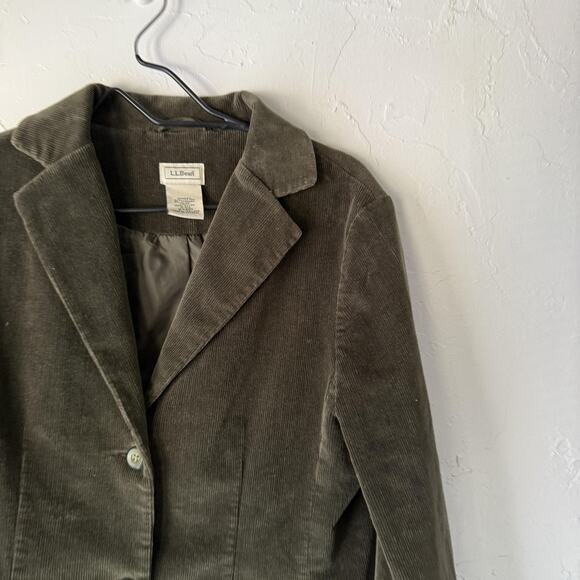 LL Bean Blazer Womens 10 Regular Brown Corduroy Stretch Classic Jacket Pockets - Picture 2 of 10